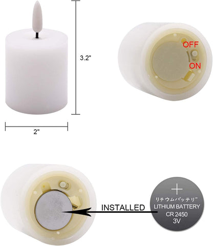 Flameless Votive Candles with 6 Hour Timer Battery Operated White Small LED Flickering Candles Halloween Christmas Dinner Decor(6 Pack, 2 X 3.2 Inches)