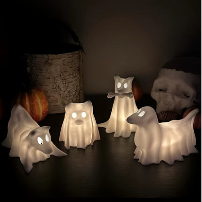 Dog Resin Statue - Halloween Decor Cute Spooky White Resin Figurine for Garden Witch Theme Party - No Candles, Halloween Props