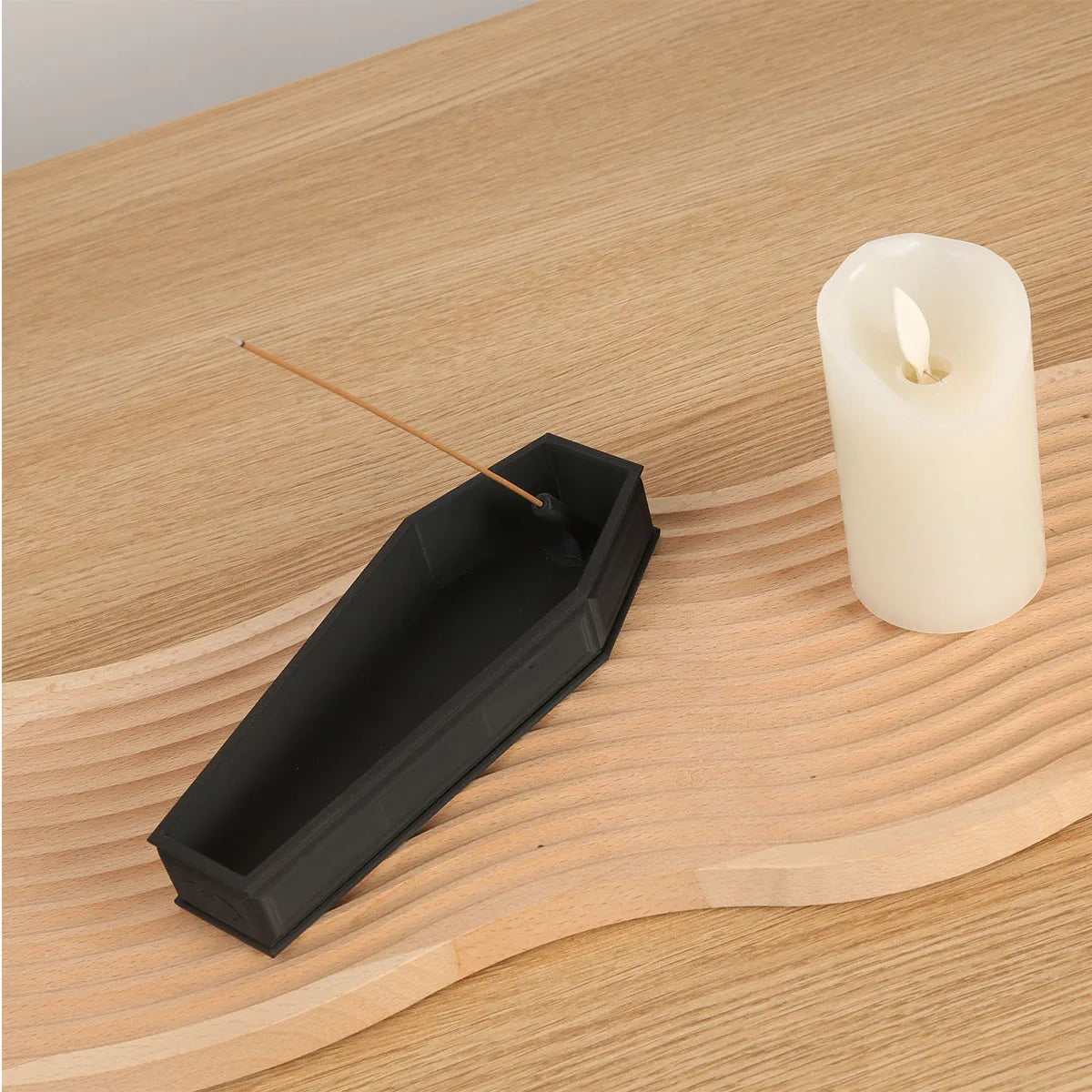 Gothic Coffin-Shaped Incense Burner - Black, 3D Printed Home Decor for Halloween & Witchy Gifts